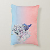 蝶及びアジサイの花の水彩画 アクセントクッション (裏面(縦))