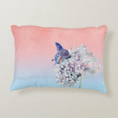 蝶及びアジサイの花の水彩画 アクセントクッション (裏面)