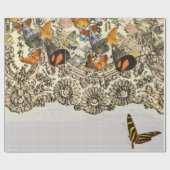 蝶及びレースのラッピング紙 ラッピングペーパー (フラット)