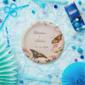 蝶及びヴィンテージのアーモンドの花の婚約 ペーパープレート (パーティー)