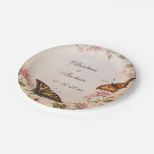 蝶及びヴィンテージのアーモンドの花の婚約 ペーパープレート (アングル)