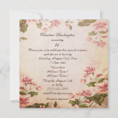 蝶及びヴィンテージのアーモンドの花の第35誕生日 招待状 (裏面)