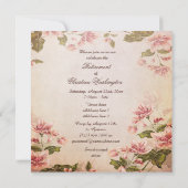 蝶及びヴィンテージのアーモンドの花の退職 招待状 (裏面)