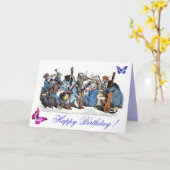 蝶及び動物農楽団誕生日 カード (黄色い花)