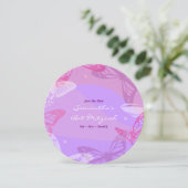 蝶及び星の円形のバルミツワーの招待状 セーブザデート (スタンド正面)