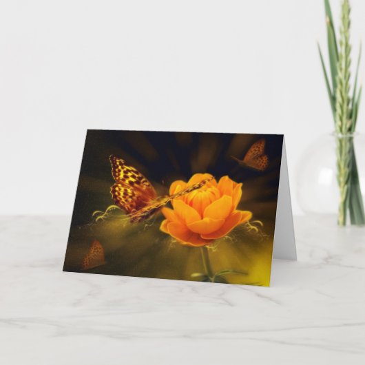 蝶及び花の悔やみや弔慰カード カード (正面)