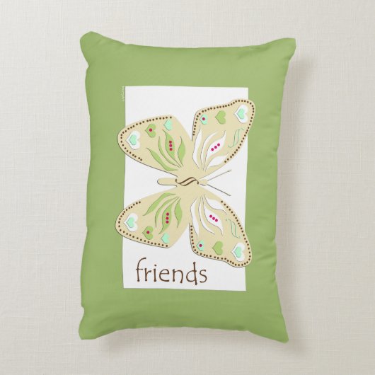 蝶友人のアクセントの枕アボカドおよびベージュ色 アクセントクッション (裏面(縦))