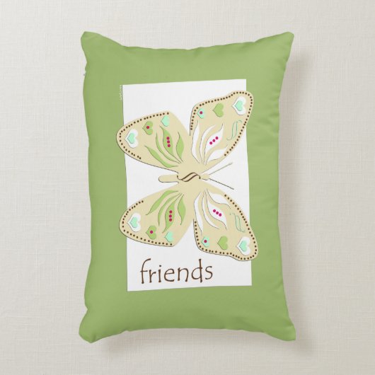 蝶友人のアクセントの枕アボカドおよびベージュ色 アクセントクッション (正面(垂直))