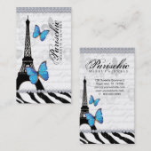 蝶名刺のパリエッフェル塔青いG 名刺 (正面/裏面)