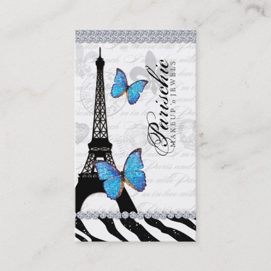蝶名刺のパリエッフェル塔青いG 名刺 (正面)
