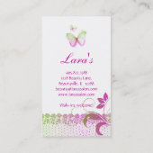 蝶名刺のメーキャップアーティストのサロンのスパのページ 名刺 (裏面)