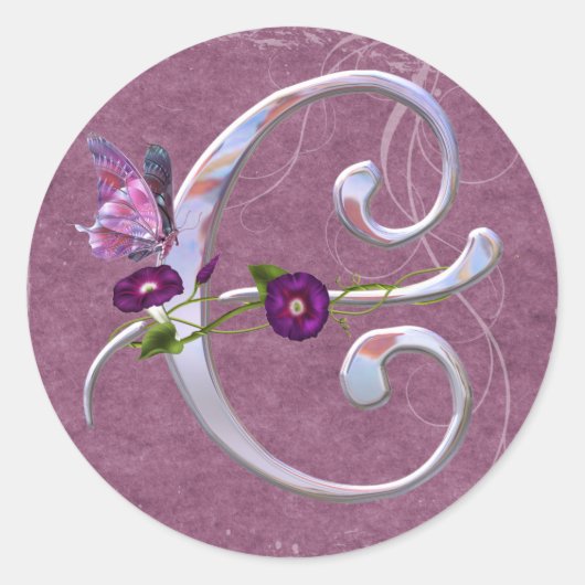 蝶大切イニシャルC ラウンドシール (正面)