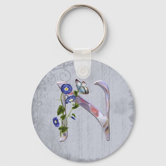 蝶大切イニシャルN キーホルダー (正面)