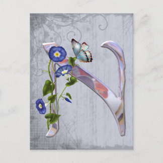 蝶大切イニシャルN ポストカード