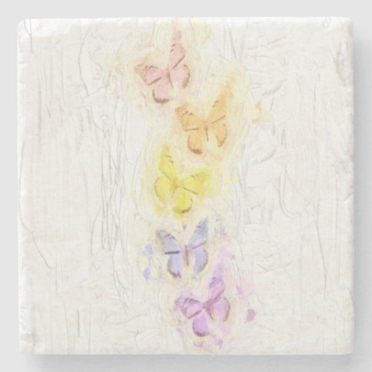 蝶大理石のコースター ストーンコースター (正面)