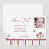 蝶女の子の写真は平らなカード感謝していしています サンキューカード (正面/裏面)