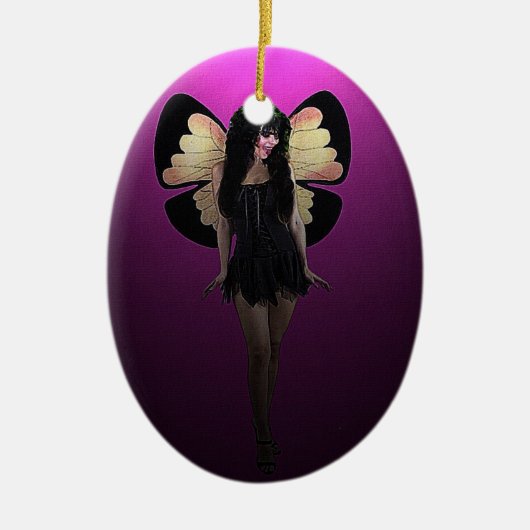 蝶妖精のクリスマスのオーナメント セラミックオーナメント (正面)