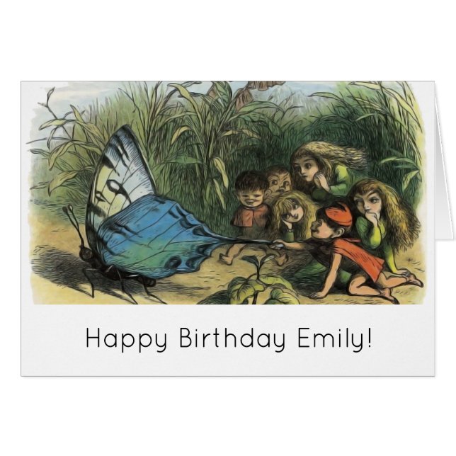 蝶小妖精や小人アートワークかわいい小人蝶 (正面横)