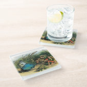 蝶小妖精や小人アートワークかわいい小人蝶 ガラスコースター (アングル)