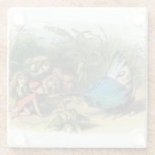 蝶小妖精や小人アートワークかわいい小人蝶 ガラスコースター (裏面)