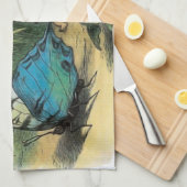 蝶小妖精や小人アートワークかわいい小人蝶 キッチンタオル (四つ折り)