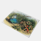 蝶小妖精や小人アートワークかわいい小人蝶 ドアマット (アングル)