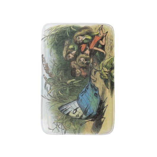 蝶小妖精や小人アートワークかわいい小人蝶 バスマット (正面縦)