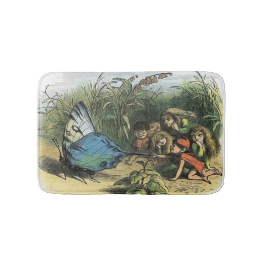 蝶小妖精や小人アートワークかわいい小人蝶 バスマット (正面)