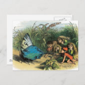 蝶小妖精や小人アートワークかわいい小人蝶 ポストカード (正面/裏面)