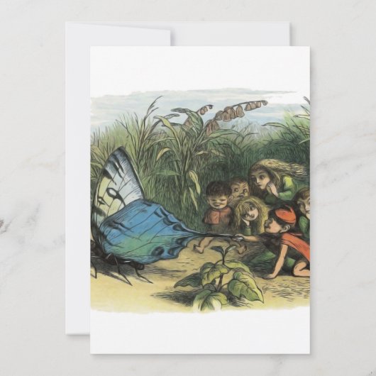 蝶小妖精や小人アートワークかわいい小人蝶 招待状 (裏面)