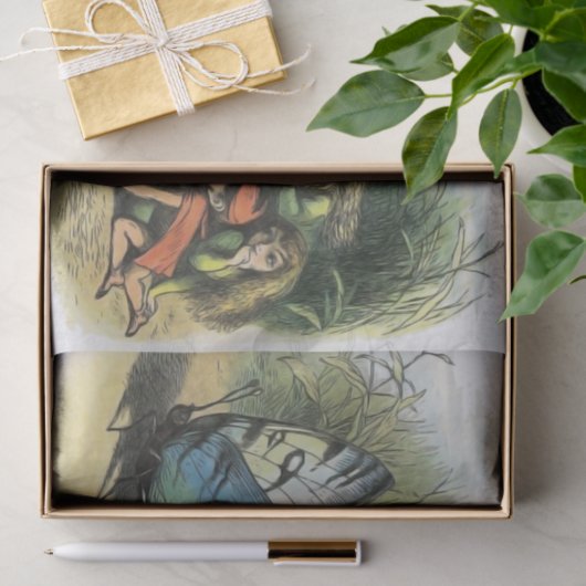 蝶小妖精や小人アートワークかわいい小人蝶 薄葉紙 (ギフト)