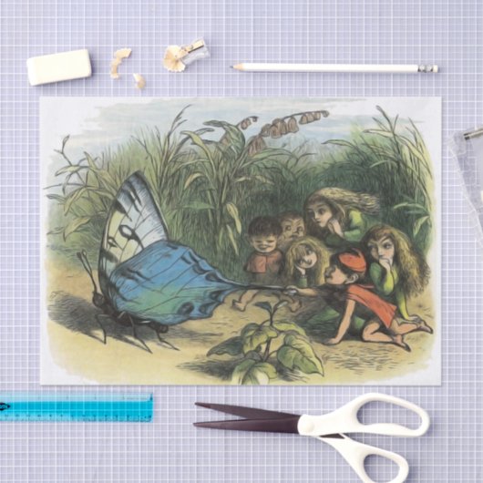 蝶小妖精や小人アートワークかわいい小人蝶 薄葉紙 (クラフト)