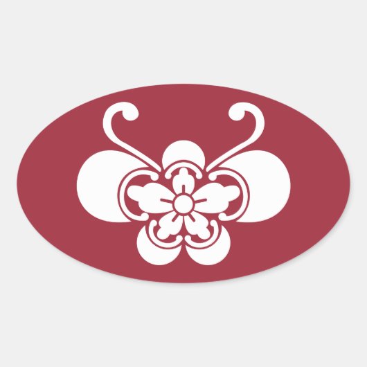 蝶形の五箇 楕円形シール (正面)