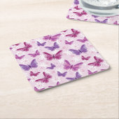 蝶形模様2 スクエアペーパーコースター (アングル)