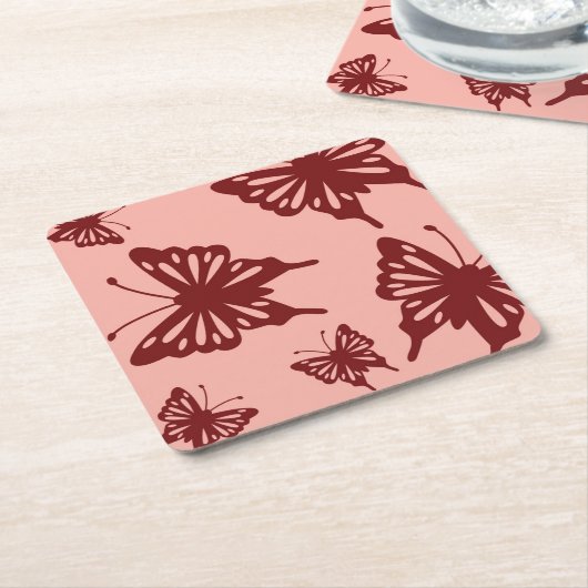 蝶形模様 スクエアペーパーコースター (アングル)