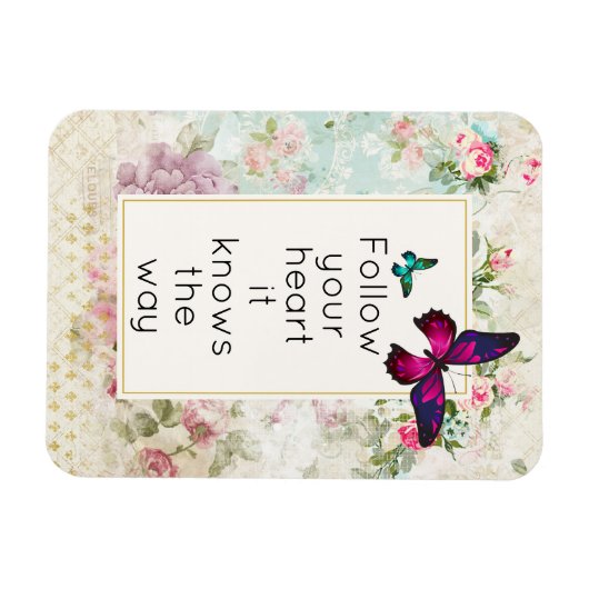 蝶感動的付きかわいらし引用文 マグネット (横)