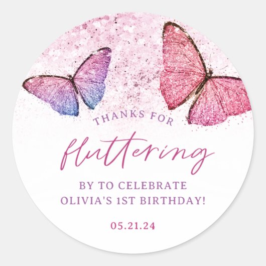 蝶感謝してい々さんごちそうさま ラウンドシール (正面)