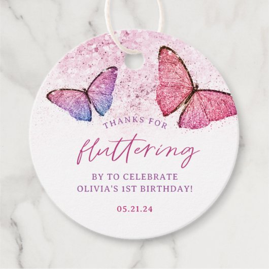 蝶感謝していに舞い上がってありがとう フェイバータグ (正面)