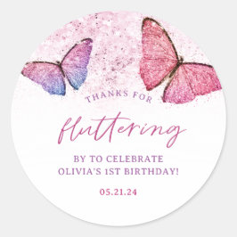 蝶感謝していに舞い上がってありがとう ラウンドシール