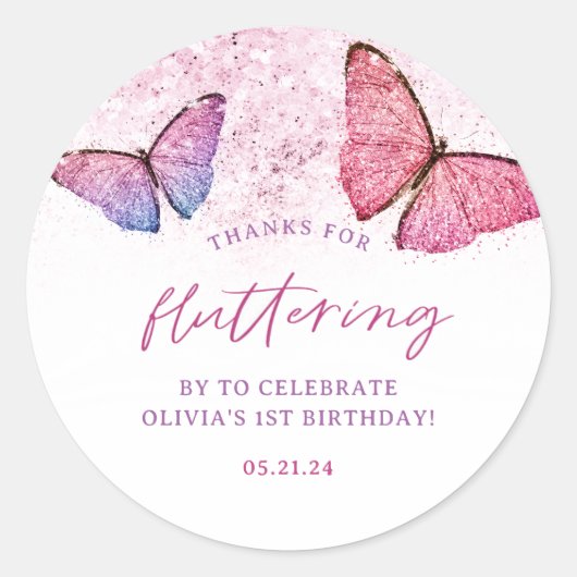 蝶感謝していに舞い上がってありがとう ラウンドシール (正面)