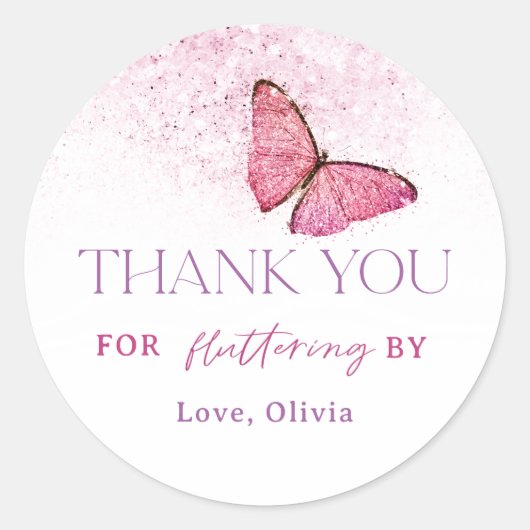 蝶感謝していの好意で羽ばたいて ラウンドシール (正面)