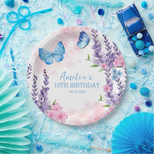 蝶感謝してい誕生日 ペーパープレート (パーティー)