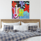 蝶抽象芸術デジタル絵画の女性 キャンバスプリント (インサイチュ (寝室))