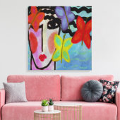 蝶抽象芸術デジタル絵画の女性 キャンバスプリント (インサイチュ (リビング))