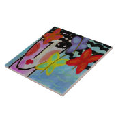 蝶抽象芸術デジタル絵画の女性 タイル (側面)