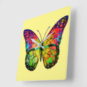 蝶抽象芸術 スクエア壁時計 (傾斜)