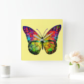 蝶抽象芸術 スクエア壁時計 (ホーム)