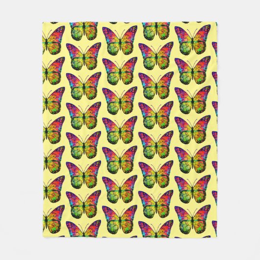 蝶抽象芸術 フリースブランケット (正面)