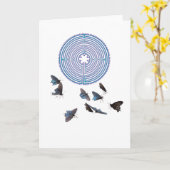 蝶挨拶状が付いている迷路 カード (黄色い花)