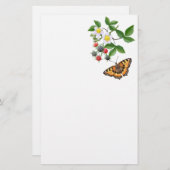 蝶文房具が付いているクロミキイチゴ 便箋 (正面/裏面)